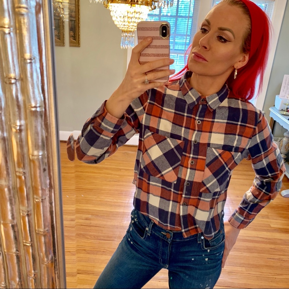 LA Hearts cropped flannel shirt XS PacSun